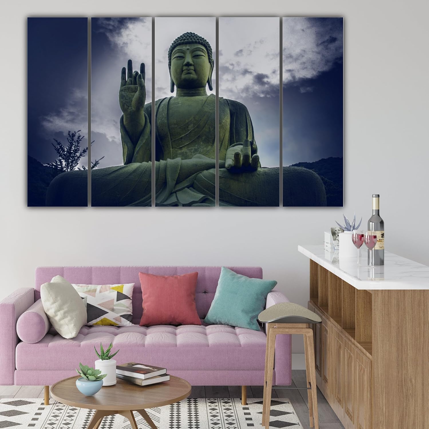 inep-b07c6928sf-close-up-of-the-peaceful-buddha-face-panel-in-our-5-panel-framed-wall-art-showing-vivid-color-detail.jpg